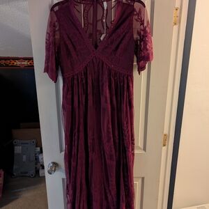 Elegant Burgundy Lace Dress